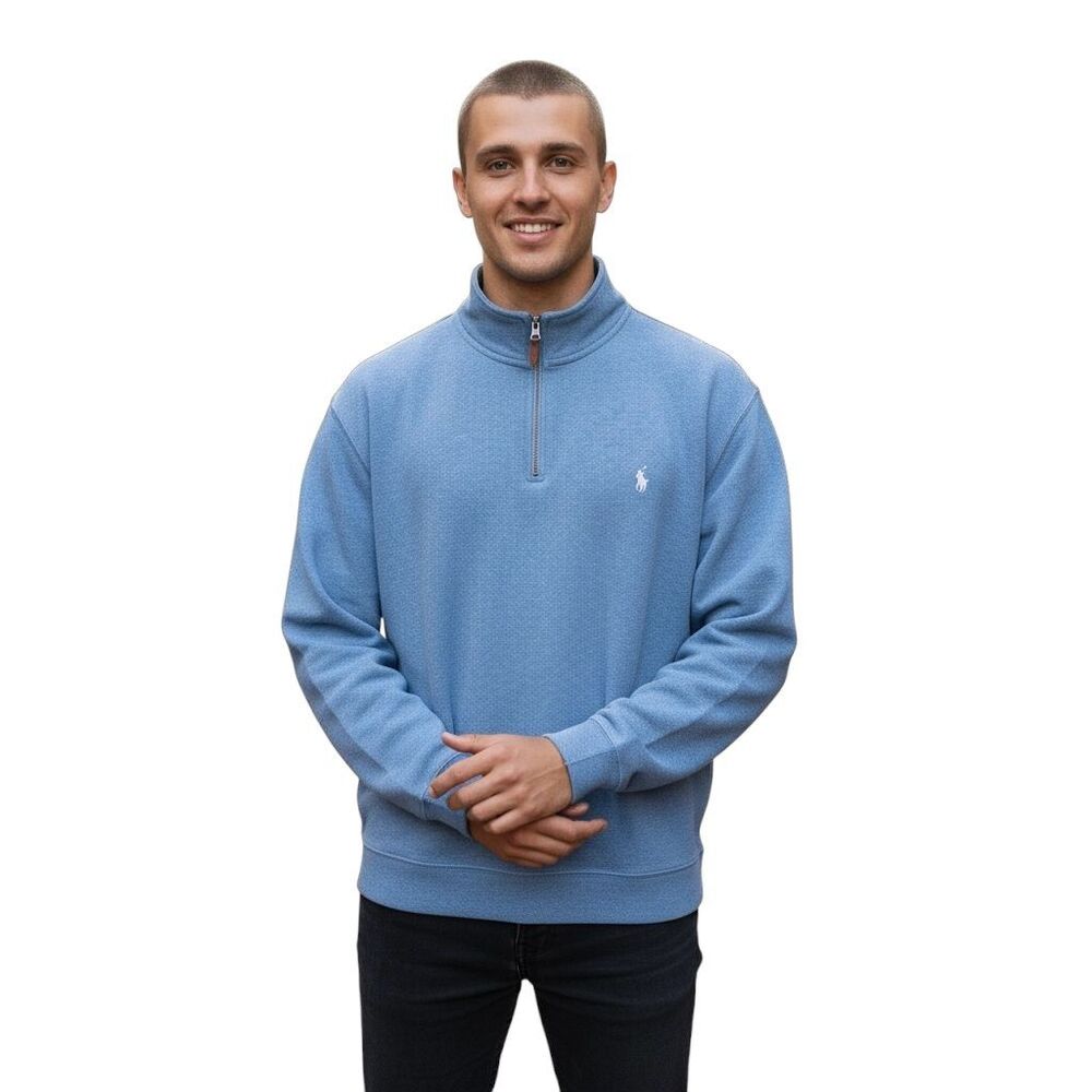 Polo Ralph Lauren Pony Heather Blue 1/4 Zip Men's Sweater Size XXL Casual Preppy